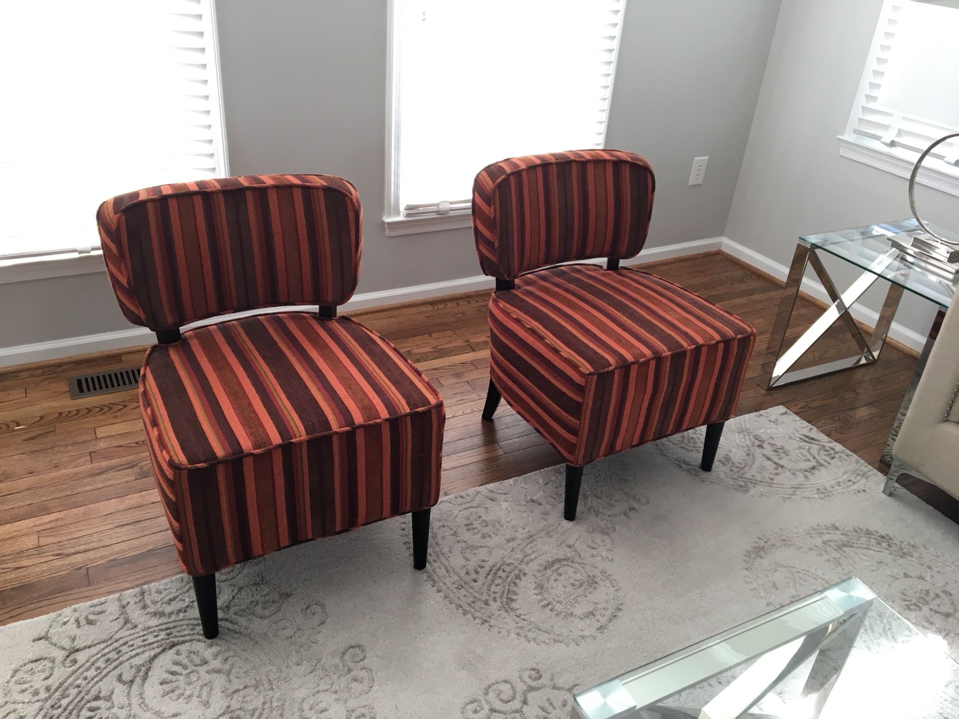 Red Striped Accent Chairs