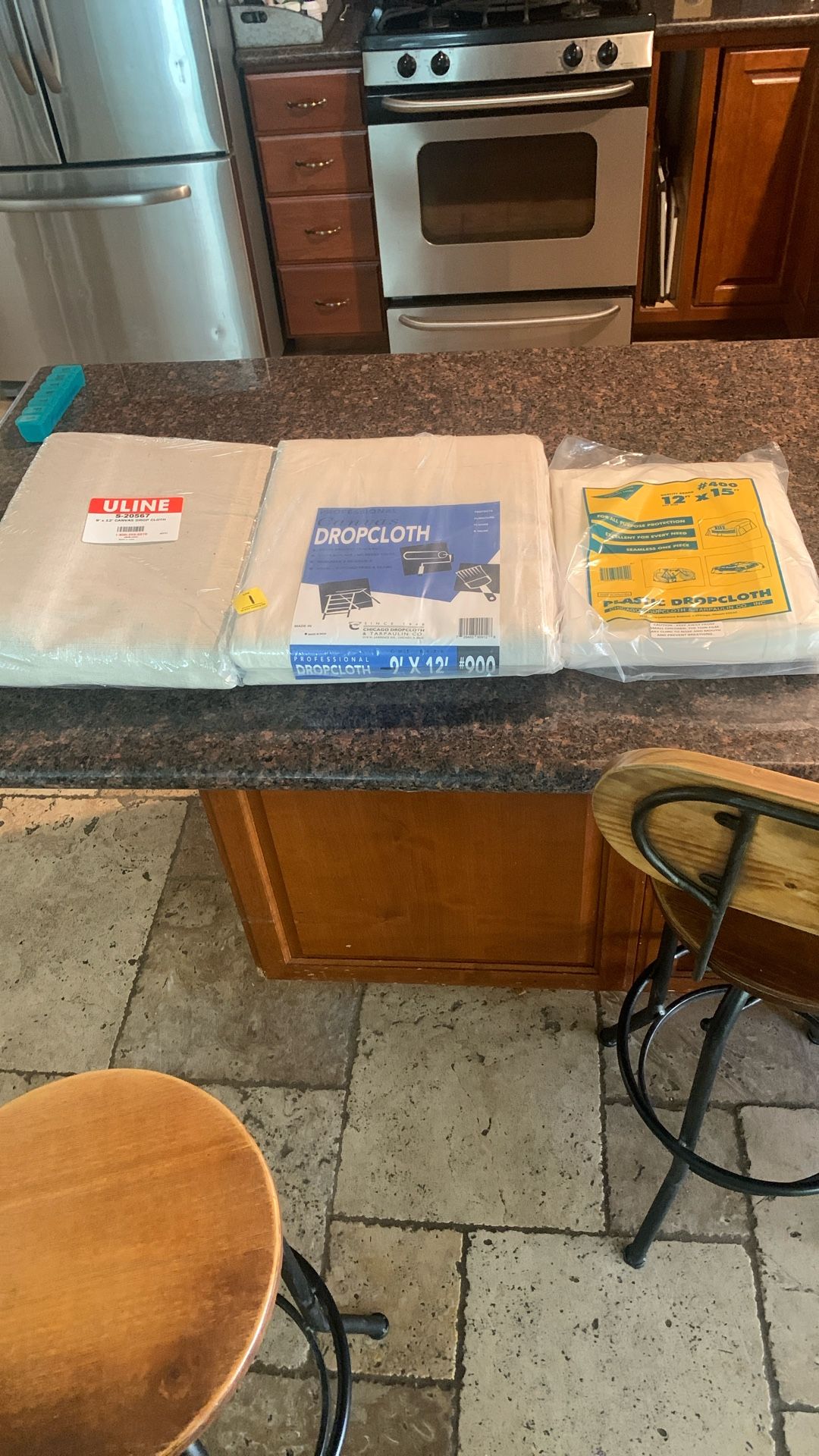 New Heavy Duty Canvas Drop Clothes 2 9x15 Heavy 12x15 Plastic Drop Cloth All Selling Together