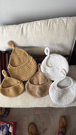 Crochet hanging baskets