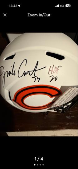 Chicago Bears Jim Covert signed NFL replica full sized helmet-HOF 20- Schwartz COA