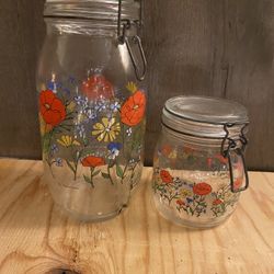 1970s Vintage Glass Canisters 