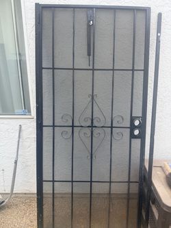 36” x 80” Black Metal Security Screen Door