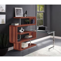Acme Modern Writing Desk w/ Glass Desk & Bookshelf (Convertible (L-shaped or Straight) [NEW]  **Retails for $981