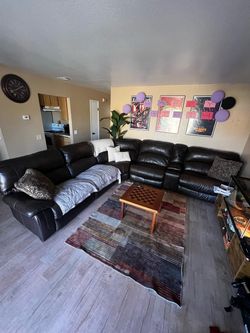 Dark Brown Leather Reclining Sectional Sofa