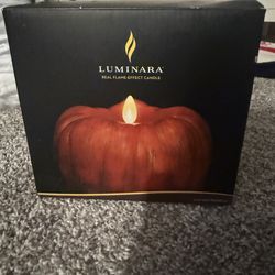 🎃 NEW Luminara Real Flame Pumpkin Candle – Burnt Orange – 5.25” 🍂