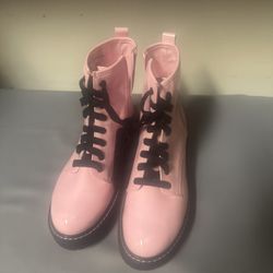 Madden NYC Moto Lace Up Nappa Booties - Pink and Black - size 10