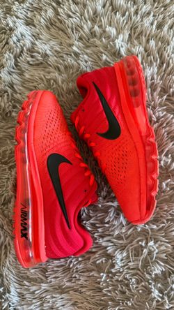 Size 7.5 Men’s Nike Air Max 2017 Bright Crimson Black Running Shoes 849559-602.