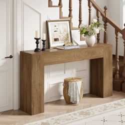 New-Wood Console Table for Entryway Living Room, 53-Inch Long Sofa Table, Farmhouse Rectangular Accent Console with Wooden Double Base for Behind Couc