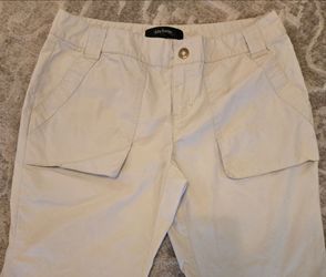 Womens Daisy Fuentes Convertible Pants Khaki Tan Size 4P (Petite) Preowned