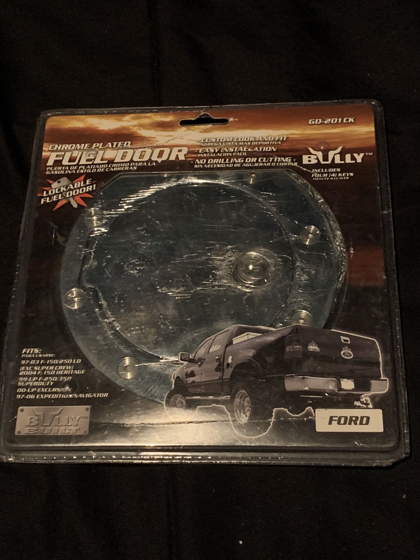 BRAND NEW!!!CHROME PLATED LOCKING FUEL DOOR