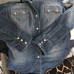 Bcbg MAXAZRIA Snap Denim Shirt 