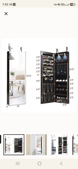 Wall Door Jewelry Armoire Cabinet with Full-Length Mirror
