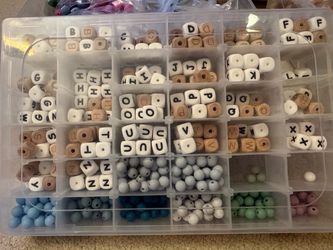 Silicone & Wooden Letter Beads and 9mm Rounds