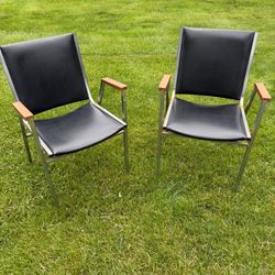 Vintage Chrome / Vinyl Office Chairs - Set of 2