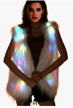 NEW LED White Faux Fur Festival Vest