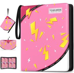 400 Pocket Card Collection Binder with 50 Removable Sleeves,PU Waterproof Top Card Book,3-Ring Zipper Collectible Trading Card Album for MTG/TCG/Card 