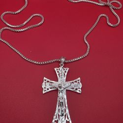 925 Sterling Silver Franco W/ Cross 