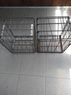 2 Vintage Deans metal milk crates used in Warrenville