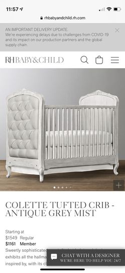 COLETTE TUFTED CRIB - ANTIQUE GREY MIST