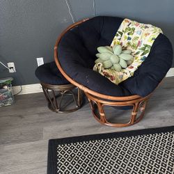 Rattan Chair & Ottoman 