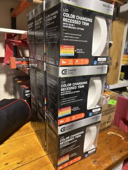 9x Commercial Electric 6in LED Color-Changing Recessed Trim — New