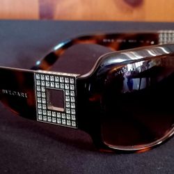 Bvlgari Crystal Square 8018B 502/13 Brown Tortoiseshell Oversized Sunglasses