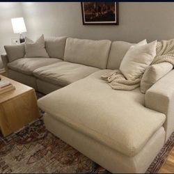 Elyza Linen 3pc Sectional Sofa w/ RAF Corner Chaise