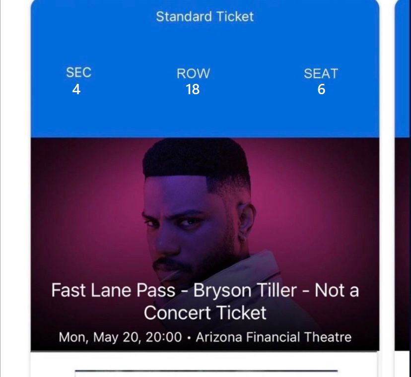 Fast Lane Pass- Bryson Tiller- Not A Concert Ticket