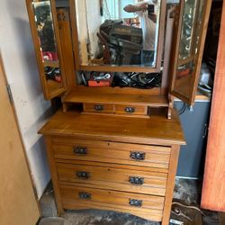 Mid Century 3 Drawer wood Dresser