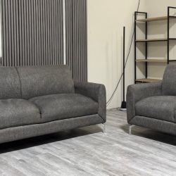 Charcoal Gray Linen Sofa and Loveseat –  Certified Clean + Free OC Delivery
