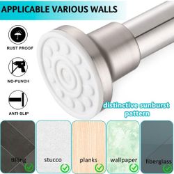 No Drill Tension Shower Curtain Rod, 31-52 Inch Rust Resistant Spring Polished Stainless Steel Adjustable Curtain Rod for Bathroom, Shower, RV, Window