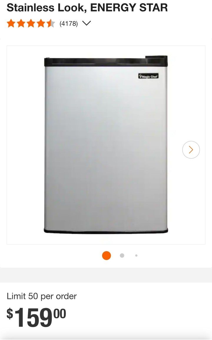 Magic Chef
2.6 cu. ft. Mini Fridge in Stainless Look, ENERGY STAR
