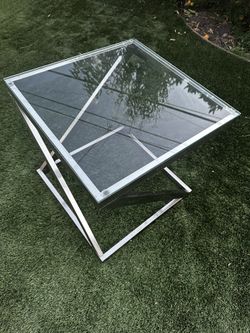 Modern Glass & Metal Side Table