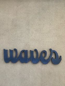 Wooden "Waves" Script Wall Art Sign