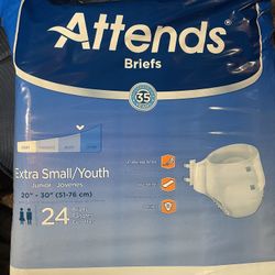 Youth Incontinent Brief Attends Tab Closure X-Small Disposable Heavy Absorbency