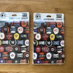 Lot 2 MLB Logos Invitations Party Express Hallmark Birthday 1998 New