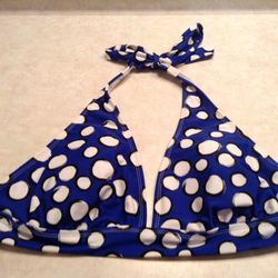 Blue and White Halter Bikini Top - Size L
