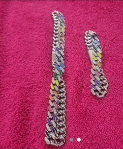 Rainbow Enamel Chain and Bracelet Set