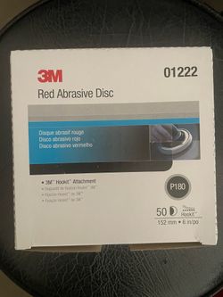 3M Hookit Red Abrasive Disc, 01222, 6 in, P180
