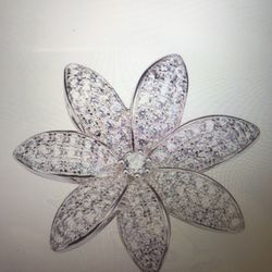 Sterling silver pave cubic tiare flower pendant