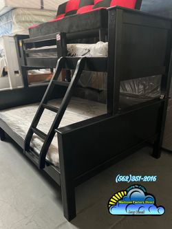 Twin XL black bunk bed with mattresses colchones camas nuevas