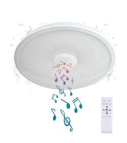 Smart Waterproof LED Flush Mount Ceiling Light Fixture,with Bluetooth Speaker,11 Inch,18 watt,Dimmable Music Lamp,RGB Color Changing Light with Remote