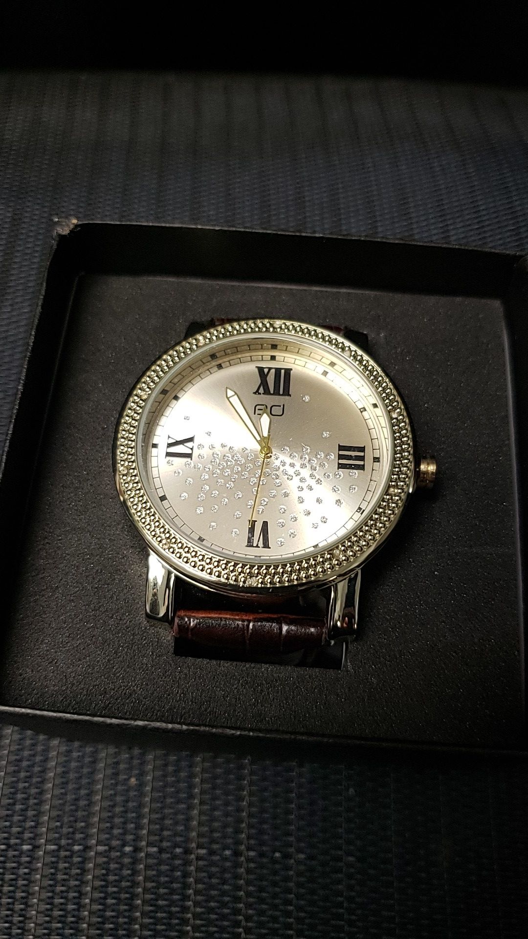 18K gold plated genuine diamond wrist watch