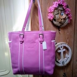 Classic Pink Leather Coach Tote Bag