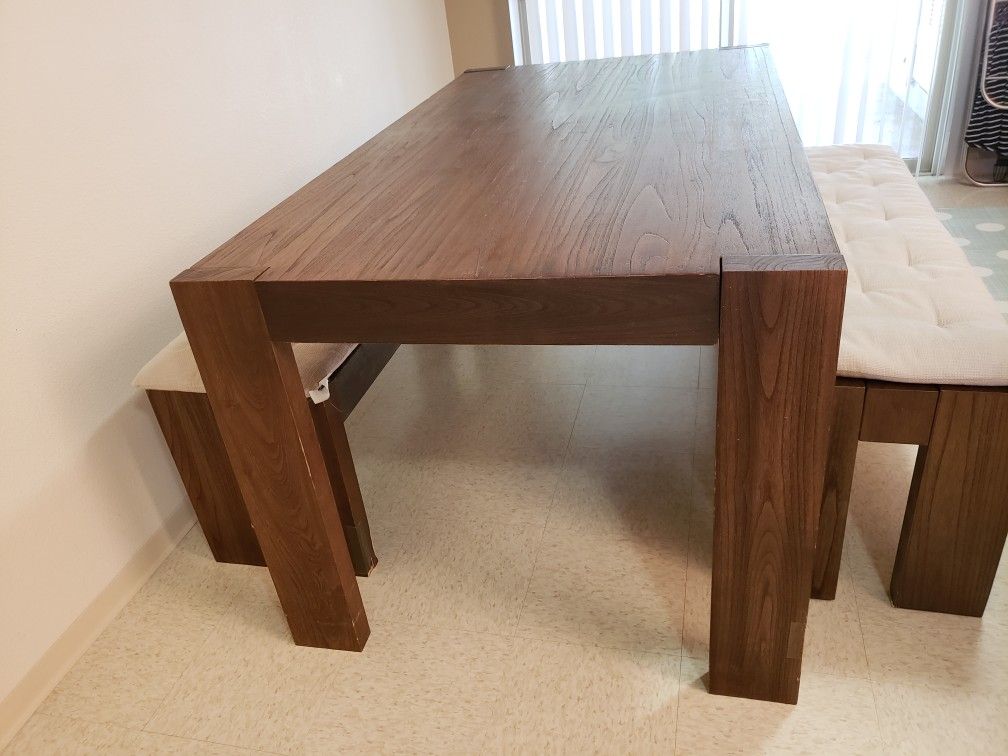 West elm modern farm dining table and benches