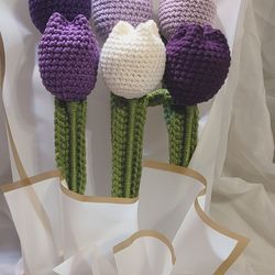 Crochet Tulips Handmade Flowers Bouquet 