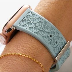 Coach Apple Watch Band 38-40mm Blue Grey Silver