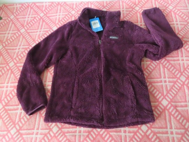 Columbia Women's Cloudy Day Full Zip Fleece Jacket Burgundy Purple XL NWT