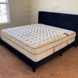 New King Size Platform Bed Frame + Mattress