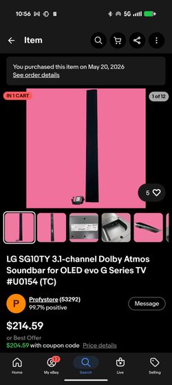 LG soundbar SG10TY (hole in fabric)